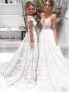 Scoop Neck Sheath/Column Tulle Appliques Lace Detachable Backless Funky Wedding Dresses #PWD00022646