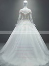 Off-the-shoulder Tulle Appliques Lace Court Train Ball Gown Sparkly Wedding Dresses #PWD00022649