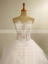 Custom Sweetheart Tulle with Appliques Lace Floor-length Ball Gown Wedding Dresses #PWD00022678