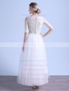 Two Piece A-line Scoop Neck Tulle Appliques Lace Ankle-length 1/2 Sleeve Exclusive Wedding Dresses #PWD00022679