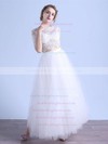 Two Piece A-line Scoop Neck Tulle Appliques Lace Ankle-length 1/2 Sleeve Exclusive Wedding Dresses #PWD00022679