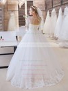 Ball Gown Scoop Neck Tulle Appliques Lace Floor-length Online 1/2 Sleeve Wedding Dresses #PWD00022680
