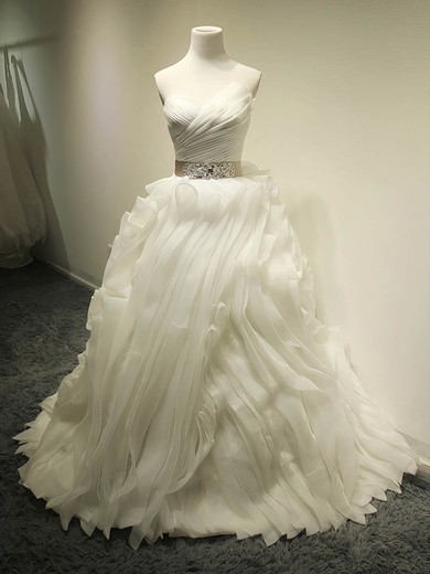 Princess V-neck Organza with Sashes / Ribbons Court Train New Style Wedding Dresses #PWD00022683