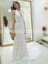 Halter A-line Chiffon Beading Court Train Backless Wholesale Wedding Dresses #PWD00022684