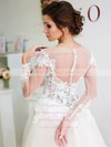 A-line Scoop Neck Tulle Appliques Lace Sweep Train Unique Long Sleeve Wedding Dresses #PWD00022698
