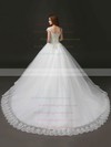 Glamorous Sweetheart Tulle with Appliques Lace Chapel Train Princess Wedding Dresses #PWD00022706