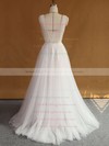 Original A-line Tulle with Appliques Lace Sweep Train V-neck Backless Wedding Dresses #PWD00022707