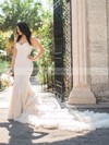 Amazing Sweetheart Lace Tulle Appliques Lace Court Train Trumpet/Mermaid Wedding Dresses #PWD00022712