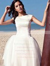 Simple Scoop Neck Satin Tulle with Ruffles Princess Knee-length Wedding Dresses #PWD00022714