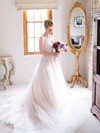 Elegant A-line Sweetheart Tulle with Appliques Lace Court Train Wedding Dresses #PWD00022722