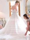 Elegant A-line Sweetheart Tulle with Appliques Lace Court Train Wedding Dresses #PWD00022722