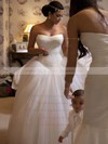 Boutique Ball Gown Tulle with Lace Chapel Train Strapless Wedding Dresses #PWD00022731