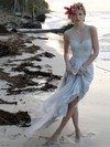 Modern A-line Scoop Neck Tulle Chiffon with Appliques Lace Floor-length Wedding Dresses #PWD00022739