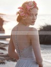 Modern A-line Scoop Neck Tulle Chiffon with Appliques Lace Floor-length Wedding Dresses #PWD00022739