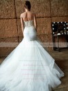 Sexy Sweetheart Tulle with Lace Court Train Spaghetti Straps Trumpet/Mermaid Wedding Dresses #PWD00022741