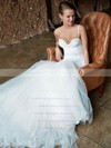 Sexy Sweetheart Tulle with Lace Court Train Spaghetti Straps Trumpet/Mermaid Wedding Dresses #PWD00022741