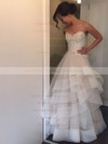 Princess Sweetheart Organza Tulle Appliques Lace Court Train Popular Backless Wedding Dresses #PWD00022746