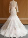 Trumpet/Mermaid Scoop Neck Tulle Appliques Lace Sweep Train Custom Long Sleeve Wedding Dresses #PWD00022751