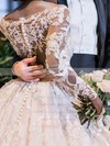 Princess Scoop Neck Tulle with Beading Court Train Stunning Long Sleeve Wedding Dresses #PWD00022778