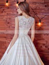 Noble Scoop Neck Satin Lace with Sashes / Ribbons Floor-length Ball Gown Wedding Dresses #PWD00022784