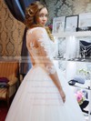 Graceful Scoop Neck Tulle Appliques Lace Floor-length Ball Gown 1/2 Sleeve Wedding Dresses #PWD00022795