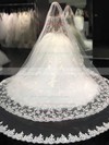 Ball Gown Scoop Neck Tulle Appliques Lace Chapel Train Long Sleeve Stunning Wedding Dresses #PWD00022804