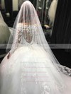 Ball Gown Scoop Neck Tulle Appliques Lace Chapel Train Long Sleeve Stunning Wedding Dresses #PWD00022804