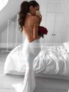 Trumpet/Mermaid Halter White Chiffon Ruffles Sweep Train Backless Hot Wedding Dresses #PWD00022814