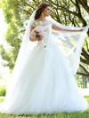 New Style Ball Gown Scalloped Neck Tulle Appliques Lace Floor-length Wedding Dresses #PWD00022830