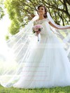 New Style Ball Gown Scalloped Neck Tulle Appliques Lace Floor-length Wedding Dresses #PWD00022830