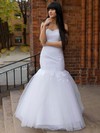 Elegant Trumpet/Mermaid Sweetheart Tulle Appliques Lace Floor-length Wedding Dresses #PWD00022831