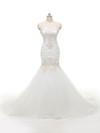 Wholesale Trumpet/Mermaid Sweetheart Organza with Appliques Lace Sweep Train Wedding Dresses #PWD00022840