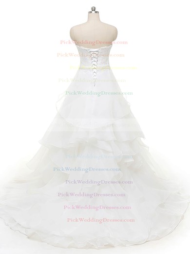 Original Princess Sweetheart Organza with Appliques Lace Court Train Wedding Dresses #PWD00022841