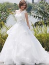 Glamorous Ball Gown One Shoulder Tulle with Flower(s) Sweep Train Wedding Dresses #PWD00022850