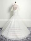 Trumpet/Mermaid Off-the-shoulder Tulle Appliques Lace Sweep Train 1/2 Sleeve Open Back Elegant Wedding Dresses #PWD00022853
