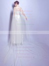 Fabulous A-line Scoop Neck Tulle with Appliques Lace Floor-length Wedding Dresses #PWD00022875