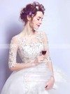 Ball Gown Scoop Neck Tulle Appliques Lace Floor-length 1/2 Sleeve Classy Wedding Dresses #PWD00022876