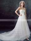 New Style A-line Sweetheart Organza Tulle Appliques Lace Asymmetrical Wedding Dresses #PWD00022878