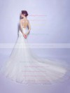 Trumpet/Mermaid Scoop Neck Tulle Appliques Lace Court Train Open Back Classy Wedding Dresses #PWD00022886