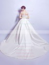 Classic Ball Gown Scoop Neck Satin Tulle with Appliques Lace Court Train Wedding Dresses #PWD00022894