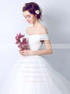 Latest Ball Gown Off-the-shoulder Tulle with Appliques Lace Floor-length Wedding Dresses #PWD00022895