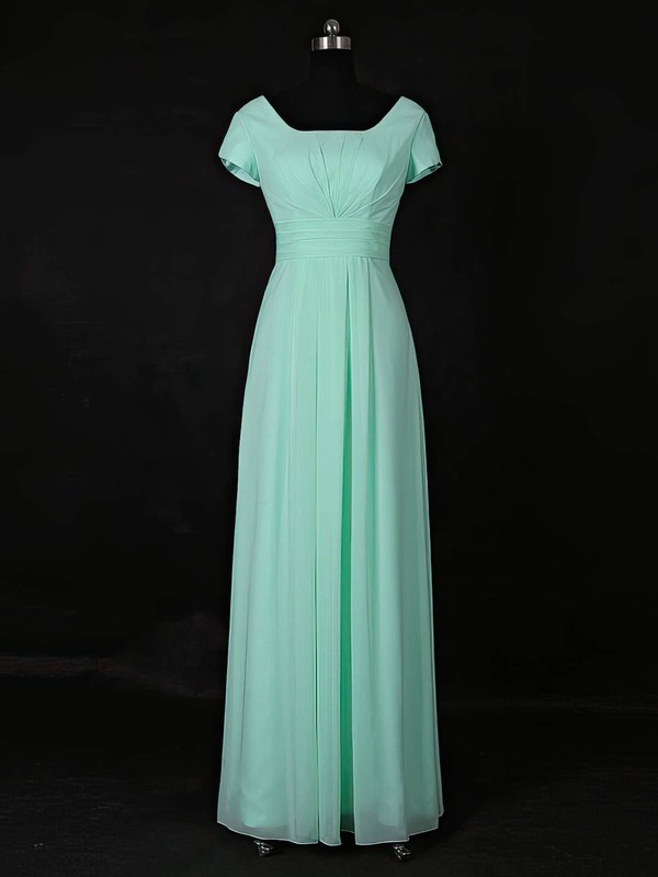 Chiffon Scoop Neck Floor-length A-line with Ruffles Bridesmaid Dresses #PWD01013118