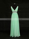 Chiffon V-neck Floor-length A-line with Beading Bridesmaid Dresses #PWD01013119