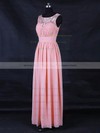 Lace|Chiffon Scoop Neck Floor-length A-line with Ruffles Bridesmaid Dresses #PWD01013123