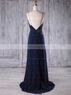 Chiffon V-neck Sweep Train A-line with Appliques Lace Bridesmaid Dresses #PWD01013173