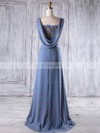 Lace|Chiffon Square Neckline Sweep Train A-line with Beading Bridesmaid Dresses #PWD01013191
