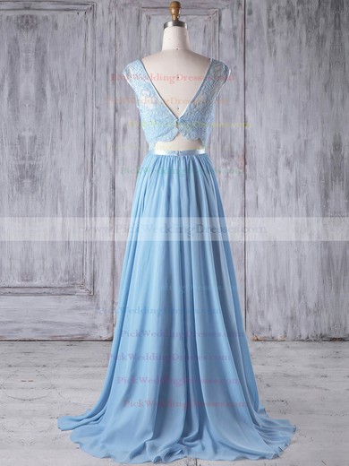 Chiffon|Tulle Scoop Neck Sweep Train A-line with Sashes / Ribbons Bridesmaid Dresses #PWD01013192
