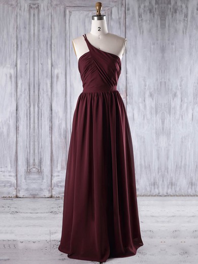 Chiffon One Shoulder Floor-length A-line with Ruffles Bridesmaid Dresses #PWD01013195