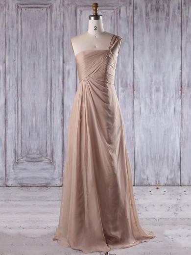 Chiffon One Shoulder Floor-length A-line with Ruffles Bridesmaid Dresses #PWD01013199