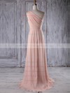 Chiffon One Shoulder Sweep Train A-line with Ruffles Bridesmaid Dresses #PWD01013215